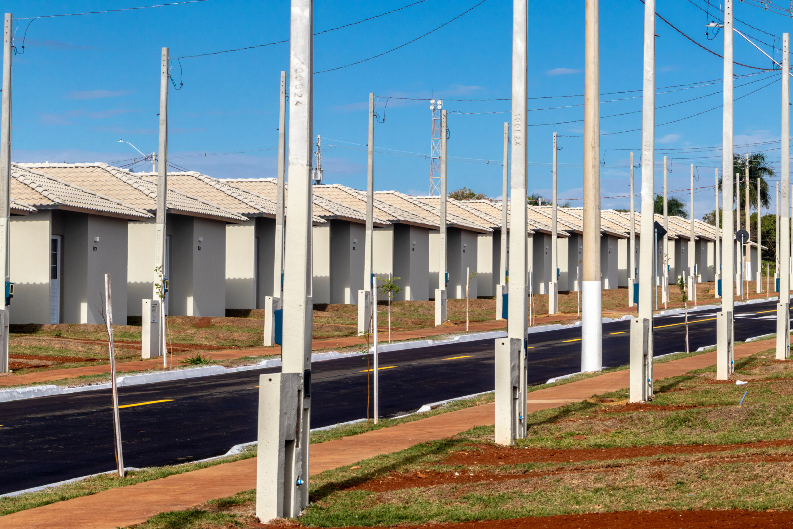 view of standardized houses of the Minha Casa Minha Vida Program of the State of Sao Paulo, Brazil